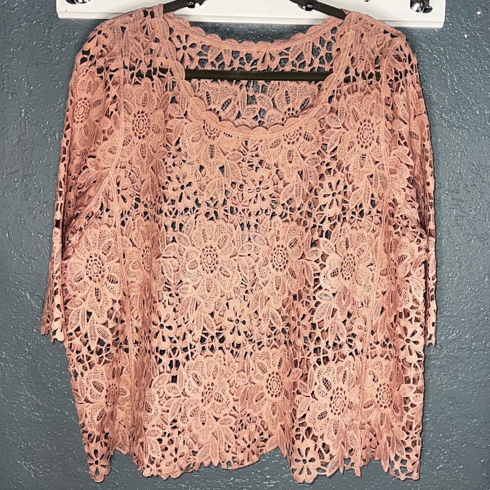 Handmade Pink Crochet Lace Top